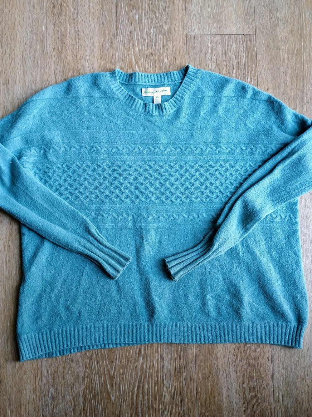 Staring at Stars Anthropologie seafoam green oversized knit sweater xs coastal